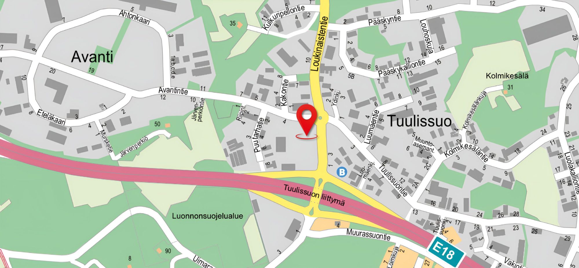 Mainosnäytön sijainti kartalla.